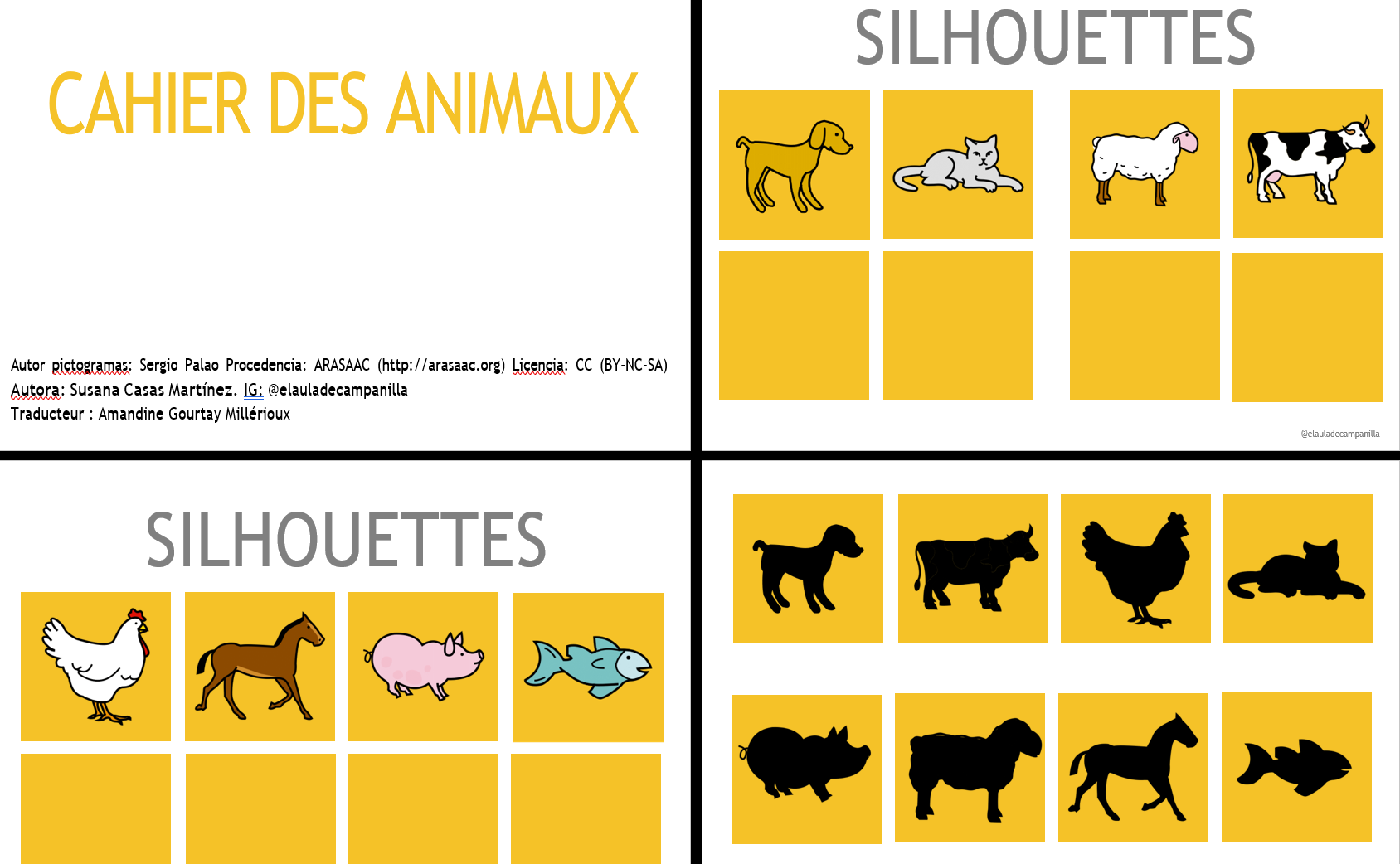 CAHIER TEACCH : ANIMAUX